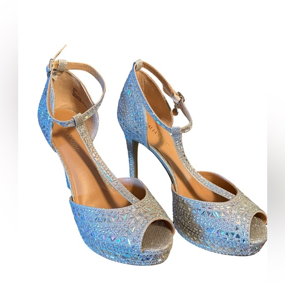 Thalia Sodi NWT Stunning Chace Ankle Strap Peep Toe Rhinestone Heels (SH079) - Picture 5 of 12